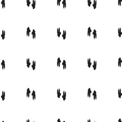 Minimal seamless pattern with dinosaur foots. Black and white colors. Vector illustration.