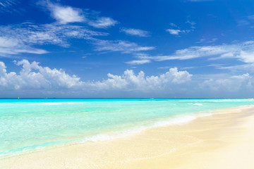 Fototapeta na wymiar Tropical sea and sand under the blue sky -Tropical Beach