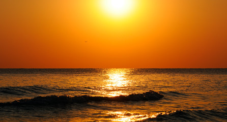 Bright sunset over the ocean