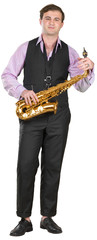 Naklejka premium Man playing on a saxophone