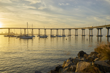 view from Coronado Island towards the Coronado Bridge