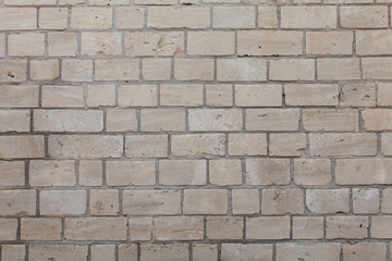 Background of old vintage dirty brick wall with peeling plaster texture
