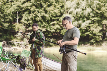 Men make preparations for fishing