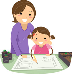 Stickman Kid Girl Mom Draw Garden Plan