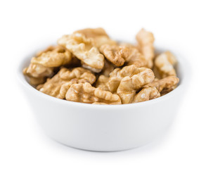 Portion of Walnut kernels isolated on white
