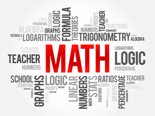 Math word cloud collage, education concept background