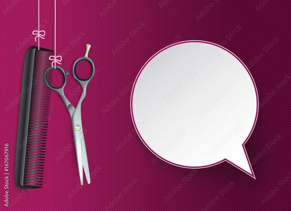 Canvas Prints hanging scissors comb purple speech bubble