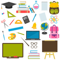 back to school theme icons set