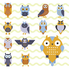 Cartoon owl bird cute character symbol sleep sweet owlet vector illustration.