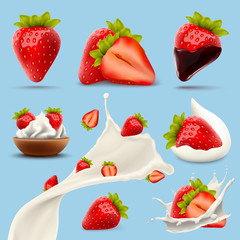 Set of delicious strawberry illustration for design uses