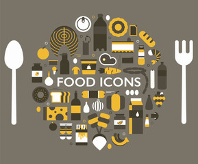 food icons vector flat design illustration set 