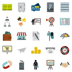 Locker icons set, cartoon style