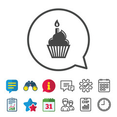 Birthday cake sign icon. Burning candle symbol.
