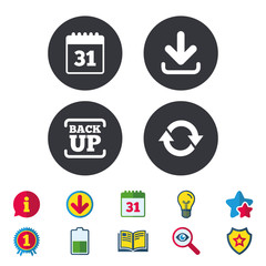 Download and Backup signs. Calendar, rotation.