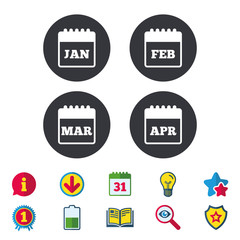 Calendar. January, February, March and April.