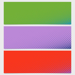 Halftone circle pattern banner background - vector design from dots in varying sizes
