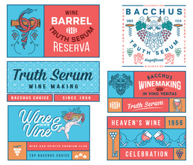 Wine badges and icons colored set B