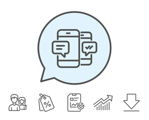 Phone Message line icon. Mobile chat sign.