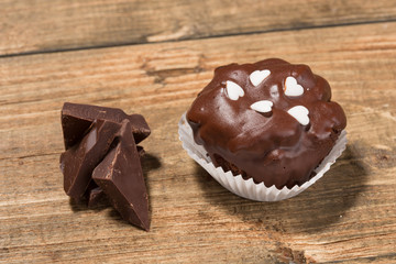 Cupcakes, muffins on a wooden table