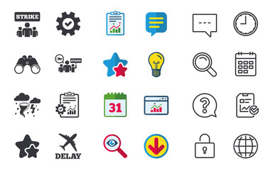 Strike icon. Storm weather and group of people.