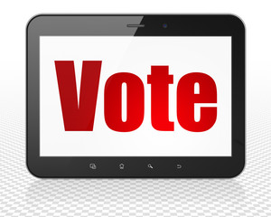 Politics concept: Tablet Pc Computer with Vote on display