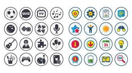 Set of Games, Entertainment and Services icons.