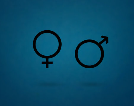 Female and male gender symbols.