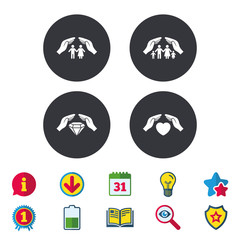 Hands insurance icons. Family life-assurance.