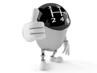 Fototapeta premium Gear knob character with thumbs up