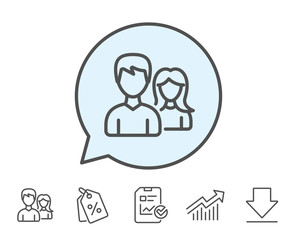 Group line icon. Users or Teamwork sign.