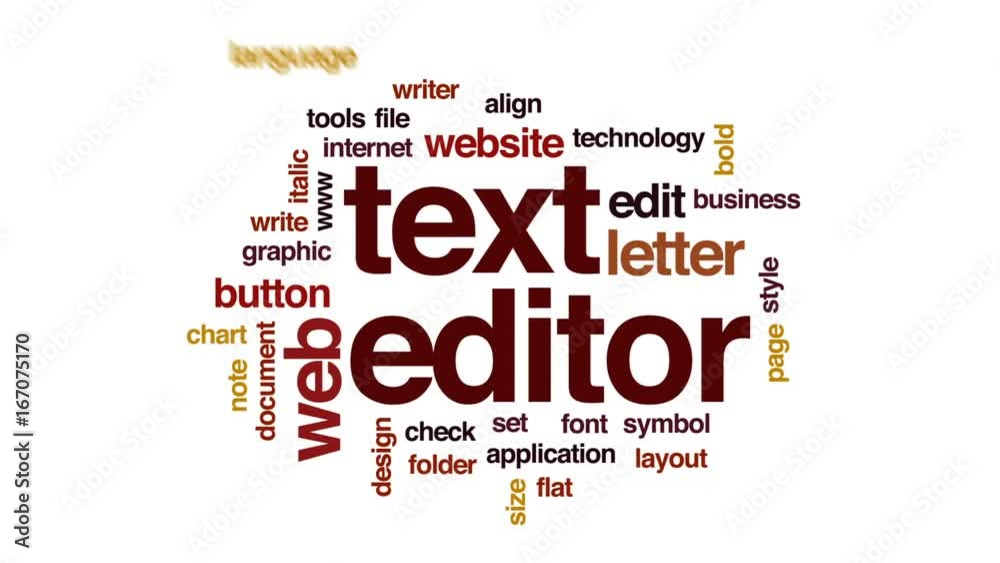 Wall mural text editor animated word cloud, text design animation.