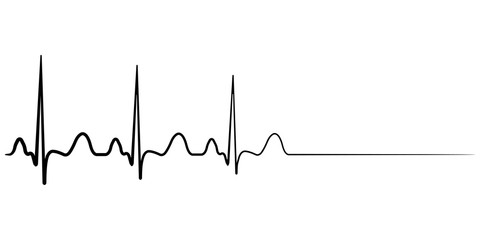 Death icon, cardiac arrest, vector cardio cardiogram, concept of condolence