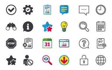 Information icons. Stop prohibition symbol.