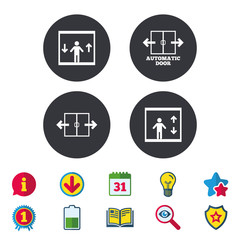 Fototapeta premium Automatic door icons. Elevator symbols.