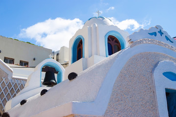 Greek church bell tower, Santorini, Greece