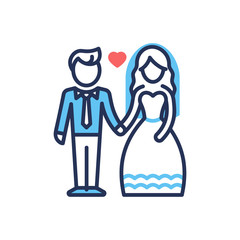 Groom and Bride - modern vector line design icon.