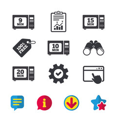 Microwave oven icons. Cook in electric stove.