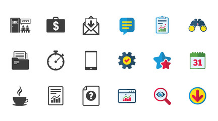 Office, documents and business icons.