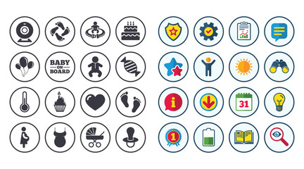 Set of Maternity, Pregnancy and Baby care icons.