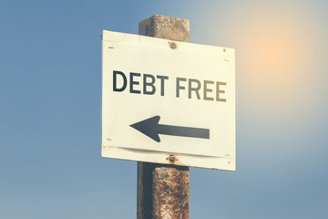 Debt free word and arrow signpost 3