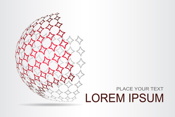 Logo stylized spherical surface with abstract shapes