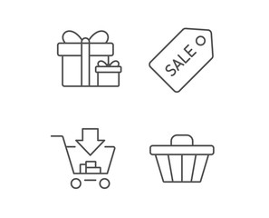 Shopping cart, Gift box and Sale Coupon icons.