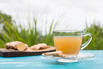 Ginger tea from ground ginger and honey