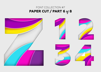 Carved Paper Art, Font Design. Beautiful 3D Letters Crafted with Bright Paper.
