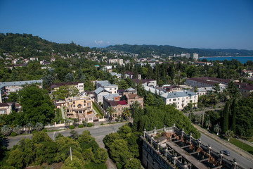 Fototapeta na wymiar Day aerial cityscape of Sukhum, Abkhazia in summer