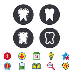 Tooth enamel protection icons. Dental care signs.