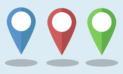 Map pointers flat icons. Map markers.
