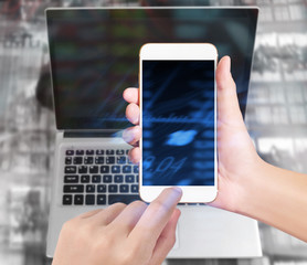 Touch screen smartphone in hand