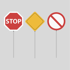 Road signs set. Isolated on grey background.