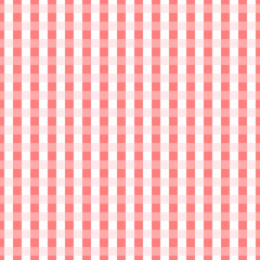 Gingham seamless pattern with pink and white checks. Texture for bedding, blankets, clothes, dresses, paper, plaid, shirts, tablecloths, quilts and other textile products. Vector illustration.